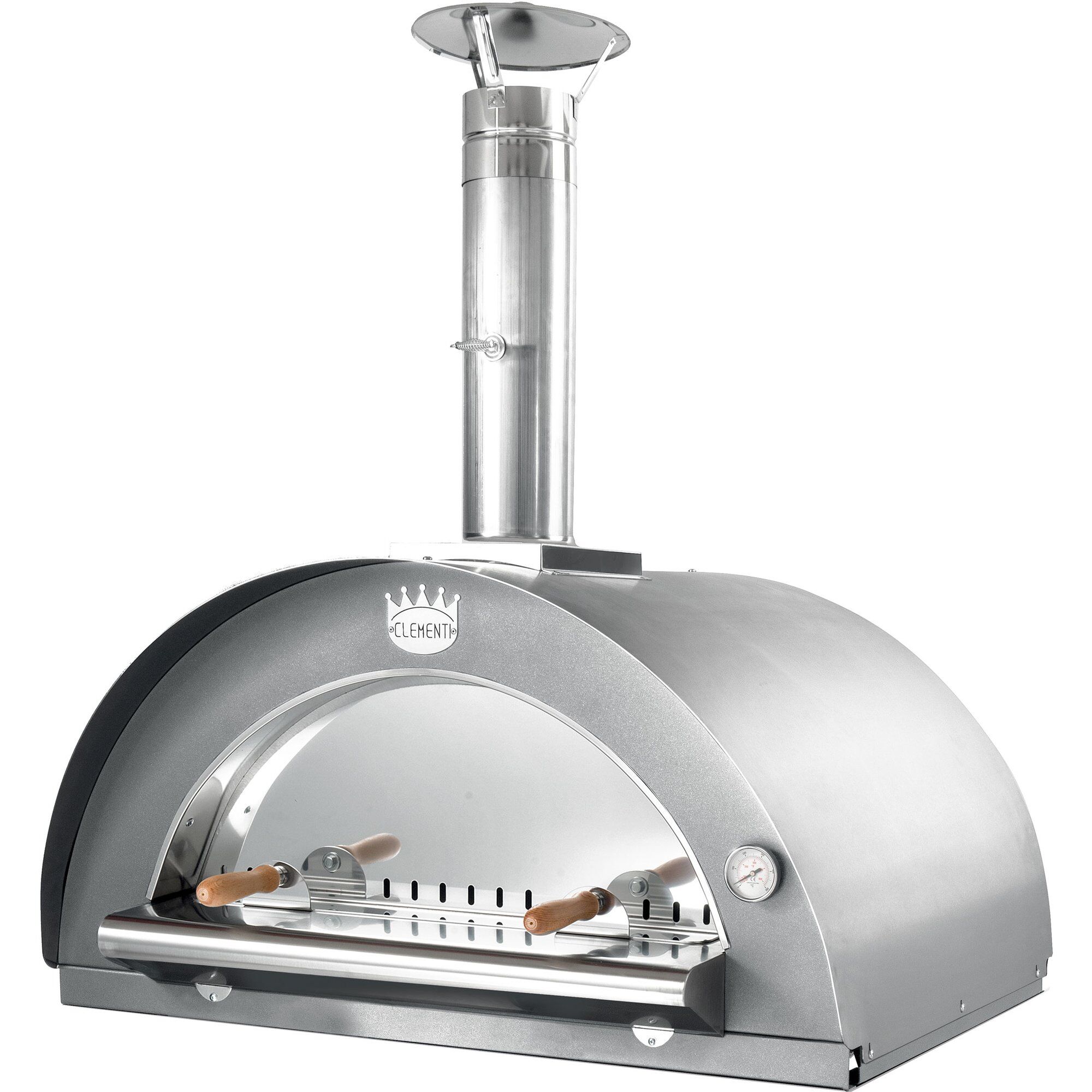 Rustfri Stål Clementi Forni Family Brændefyret Pizzaovn 80x60 Rustfrit Stål - Clementi Forni Pizzaovn