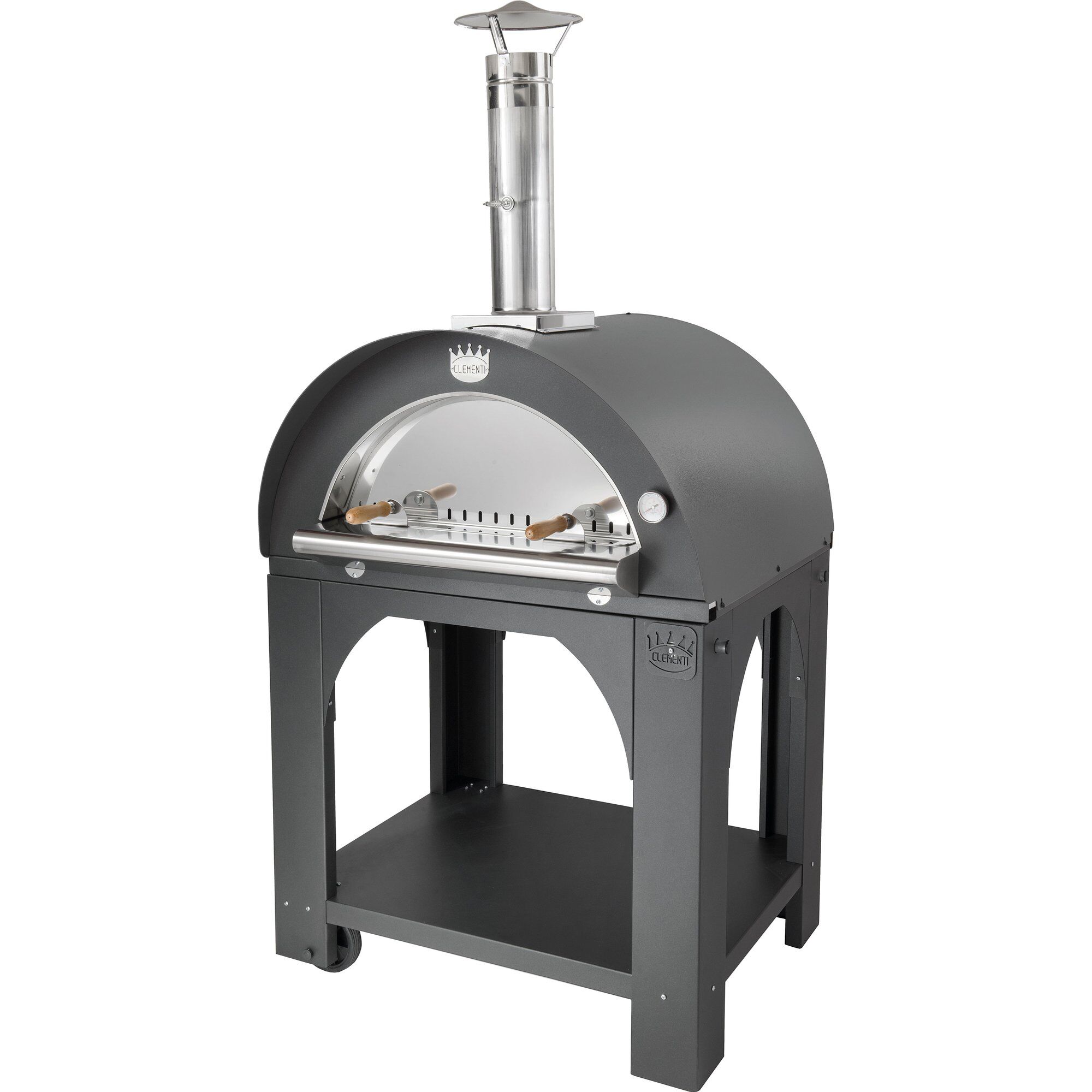 Antracit Clementi Forni Pulcinella Brændefyret Pizzaovn 80x60 - Clementi Forni Pizzaovn  - P1853799