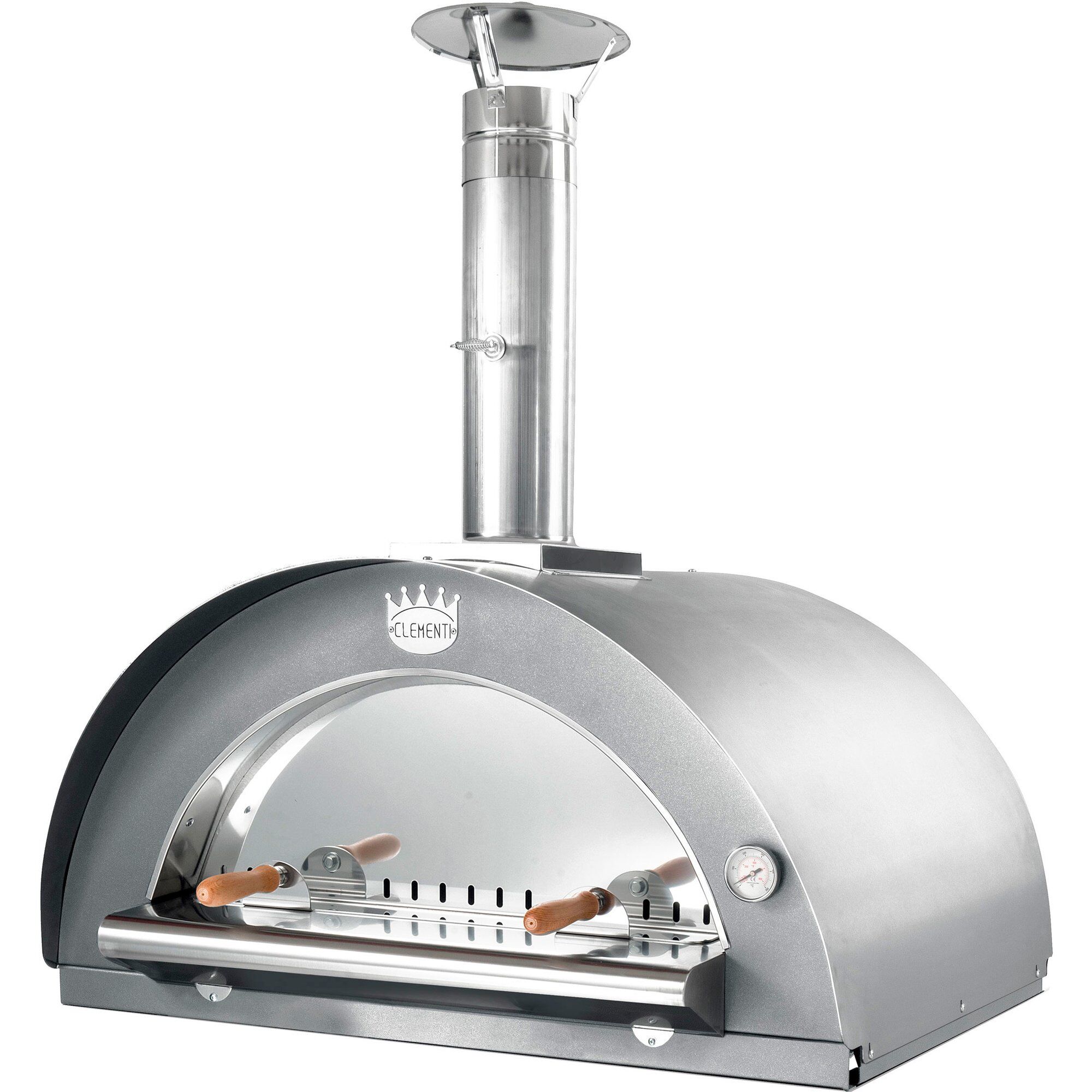 Rustfri Stål Clementi Forni Family Brændefyret Pizzaovn 100x80 Rustfrit Stål - Clementi Forni Pizzaovn