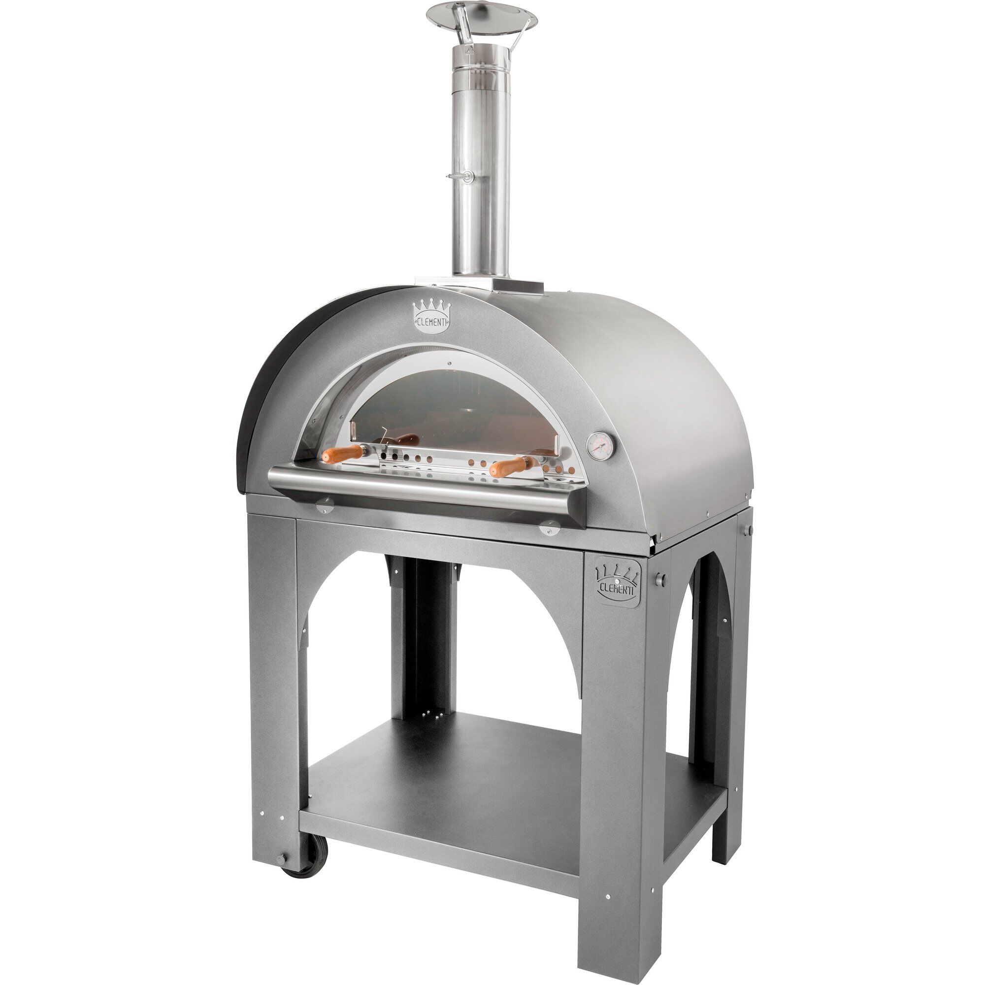 Rustfri Stål Clementi Forni Pulcinella Brændefyret Pizzaovn 60x60 Rustfrit Stål - Clementi Forni Pizzaovn  - P1853803