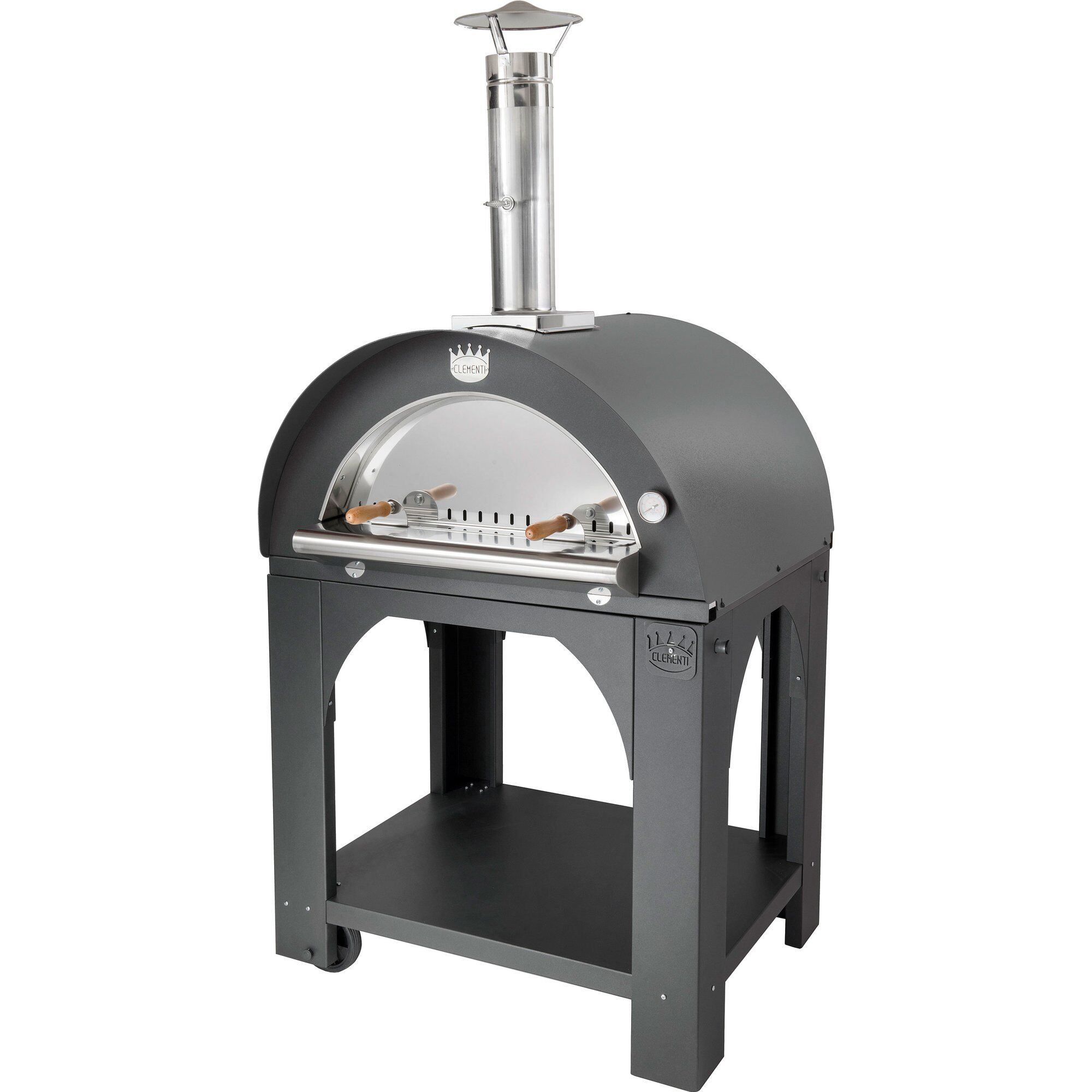 Antracit Clementi Forni Pulcinella Brændefyret Pizzaovn 60x60 - Clementi Forni Pizzaovn  - P1853791